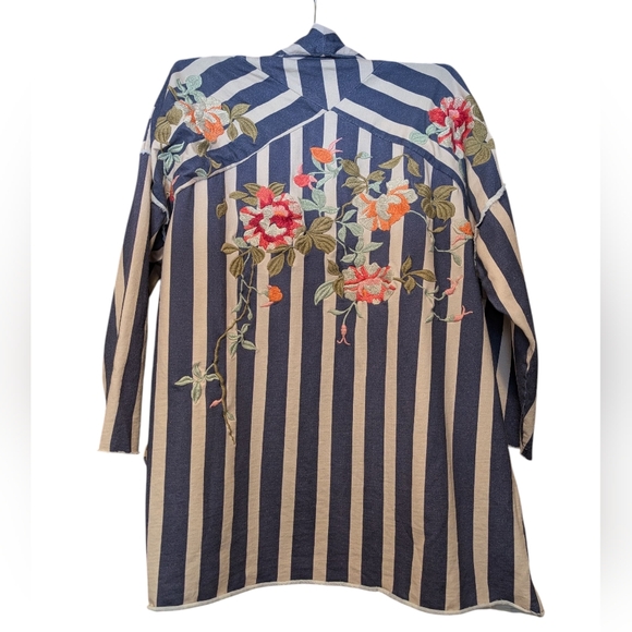 Anthropologie Aratta Silent Journey Crafted Embroidered Oversized Jacket Stripes - Picture 4 of 16